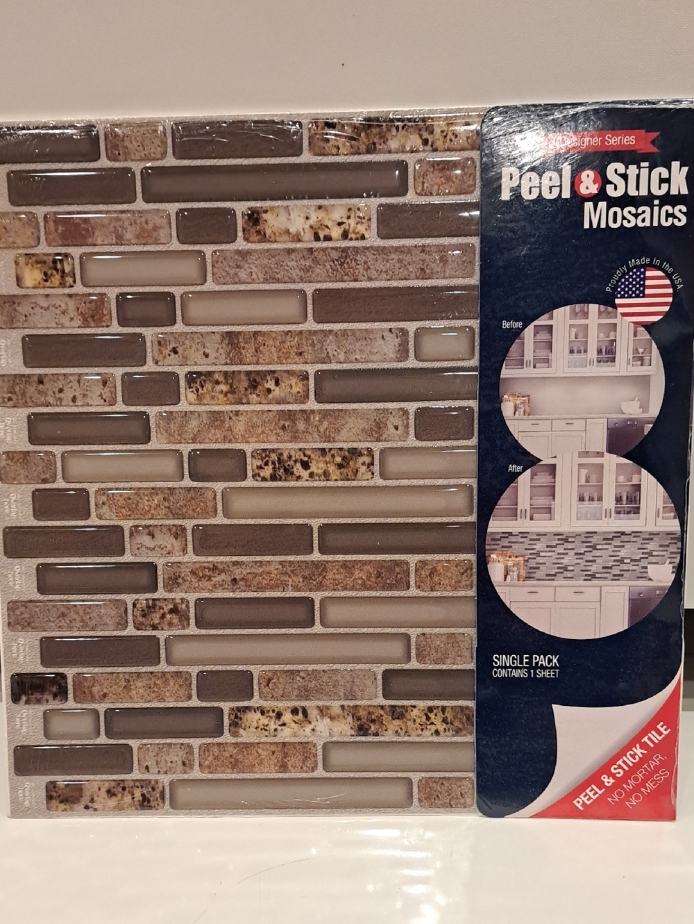 Peel & Stick Designer Series Mosaics Wall Tiles 10" "Chesterfield" Linear